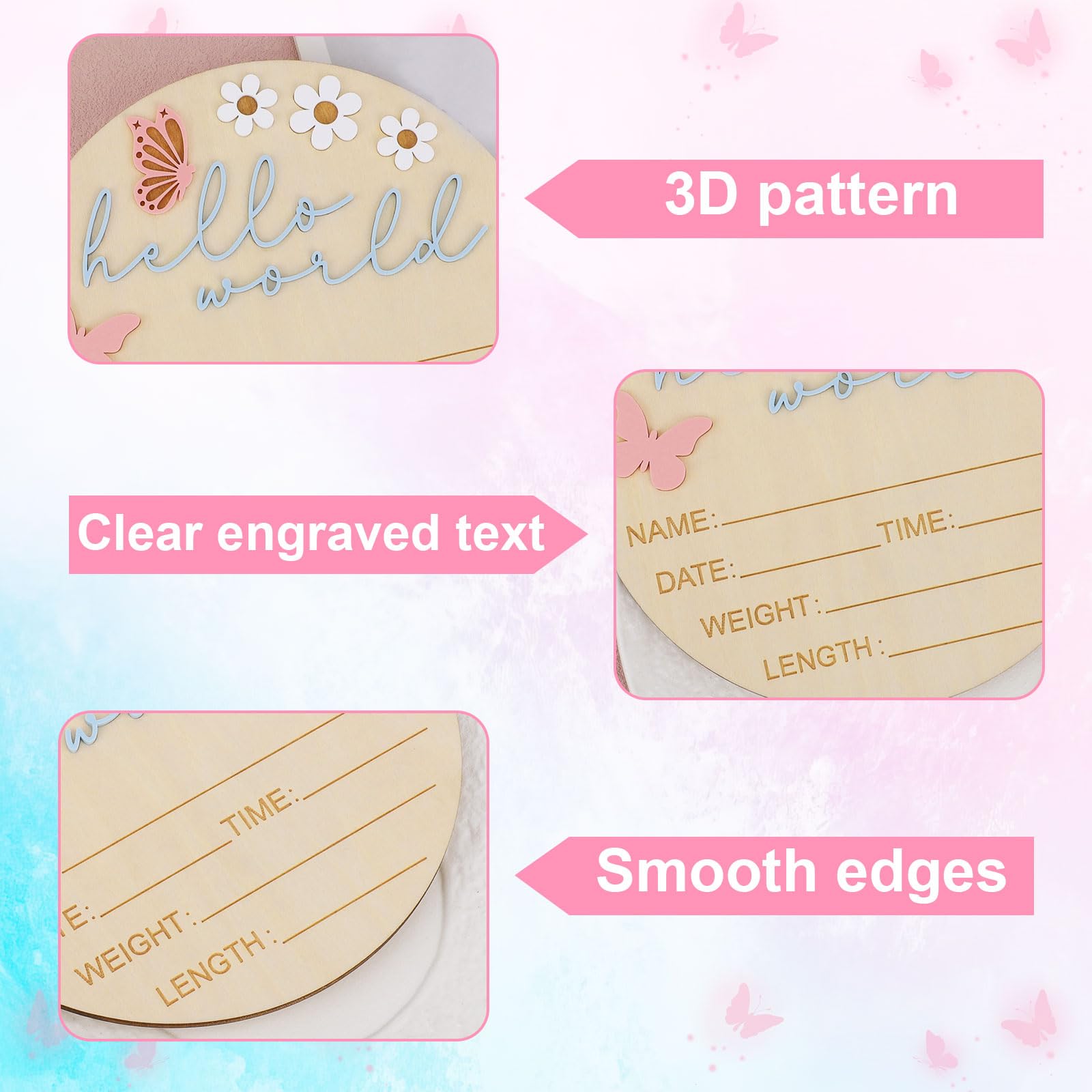 Lyreh Hello World Newborn Sign nursery decor setting adds warm charm to baby room.
