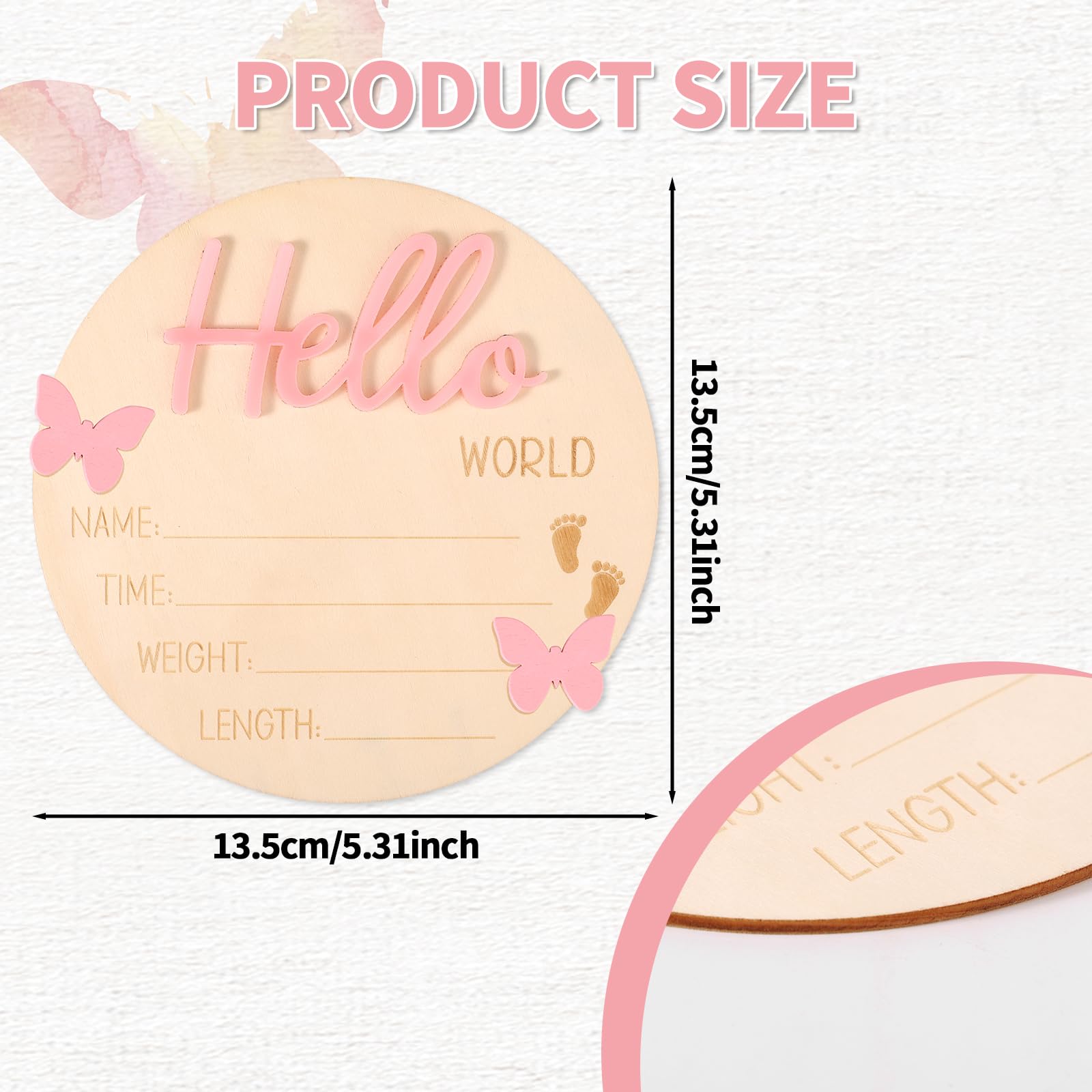 Lyreh hello-world-sign 13.5cm diameter, ideal newborn milestone prop.