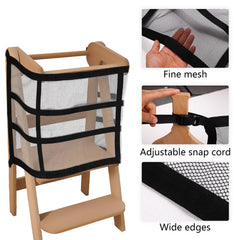 Lyreh toddler standing tower safety net black finish blends with modern kitchens