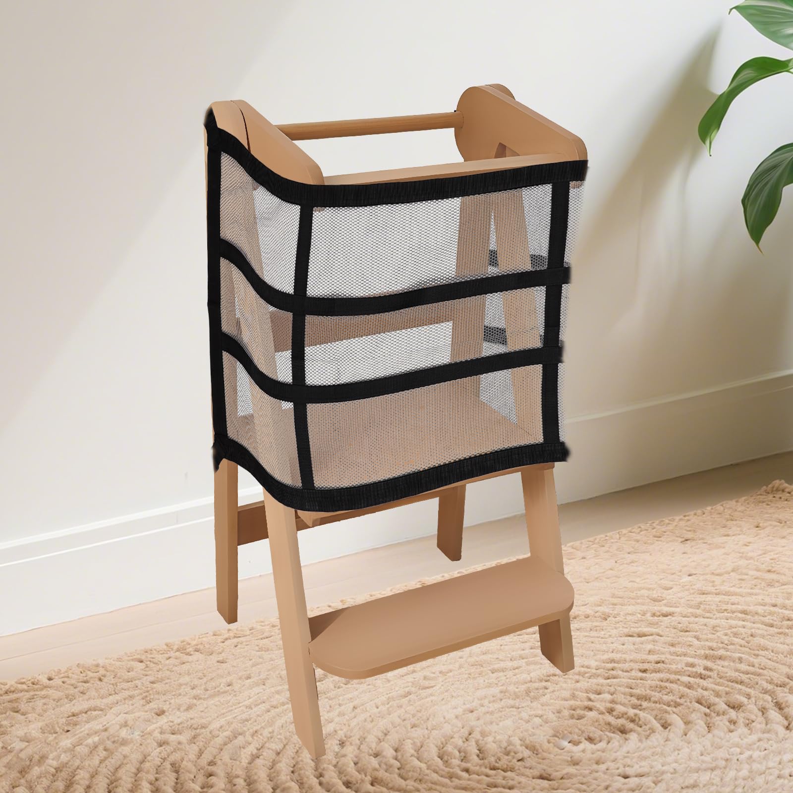Lyreh toddler standing tower safety net kitchen-use setup for safe cooking prep moments
