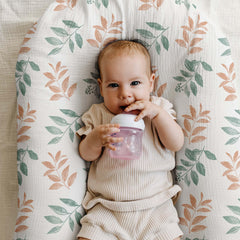 LYRICHOM BABY Bright Leaves bassinet sheet on mattress snug stretch fit for secure overnight sleep.