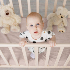LYRICHOM BABY crib sheets unisex colors shown in neutral tones.