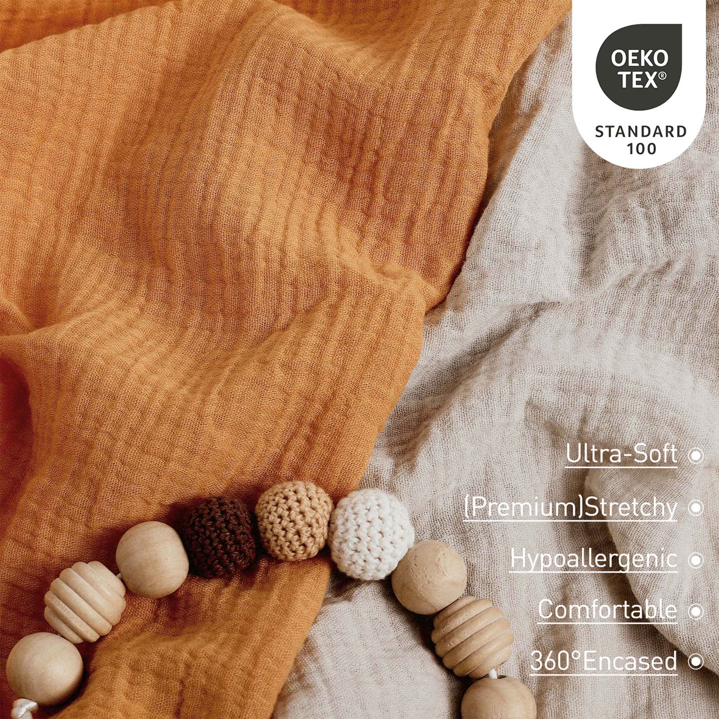 Neutral unisex colors of LYRICHOM BABY bassinet sheets
