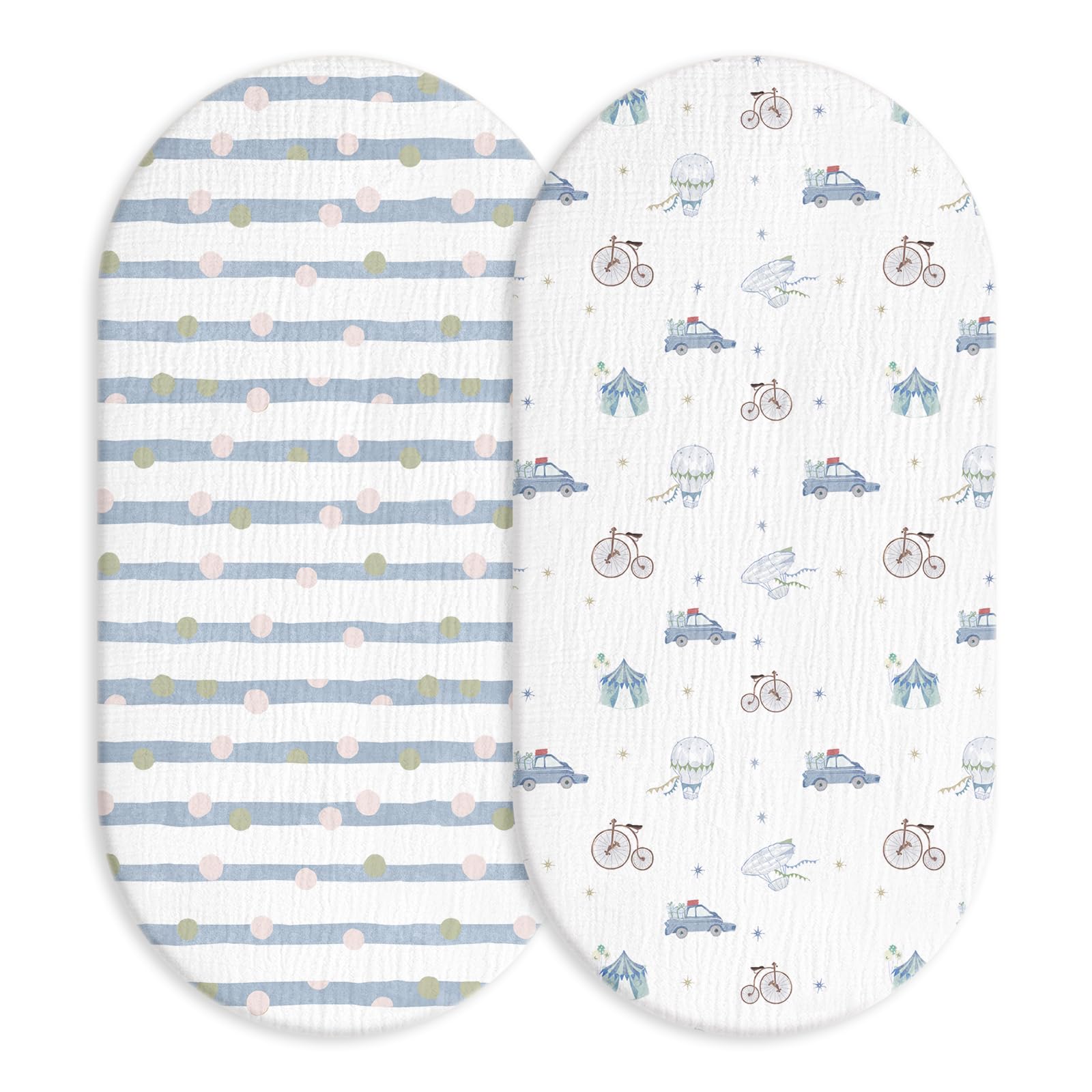 LYRICHOM BABY muslin bassinet sheet pack 2 offers breathable, skin-friendly comfort for baby.