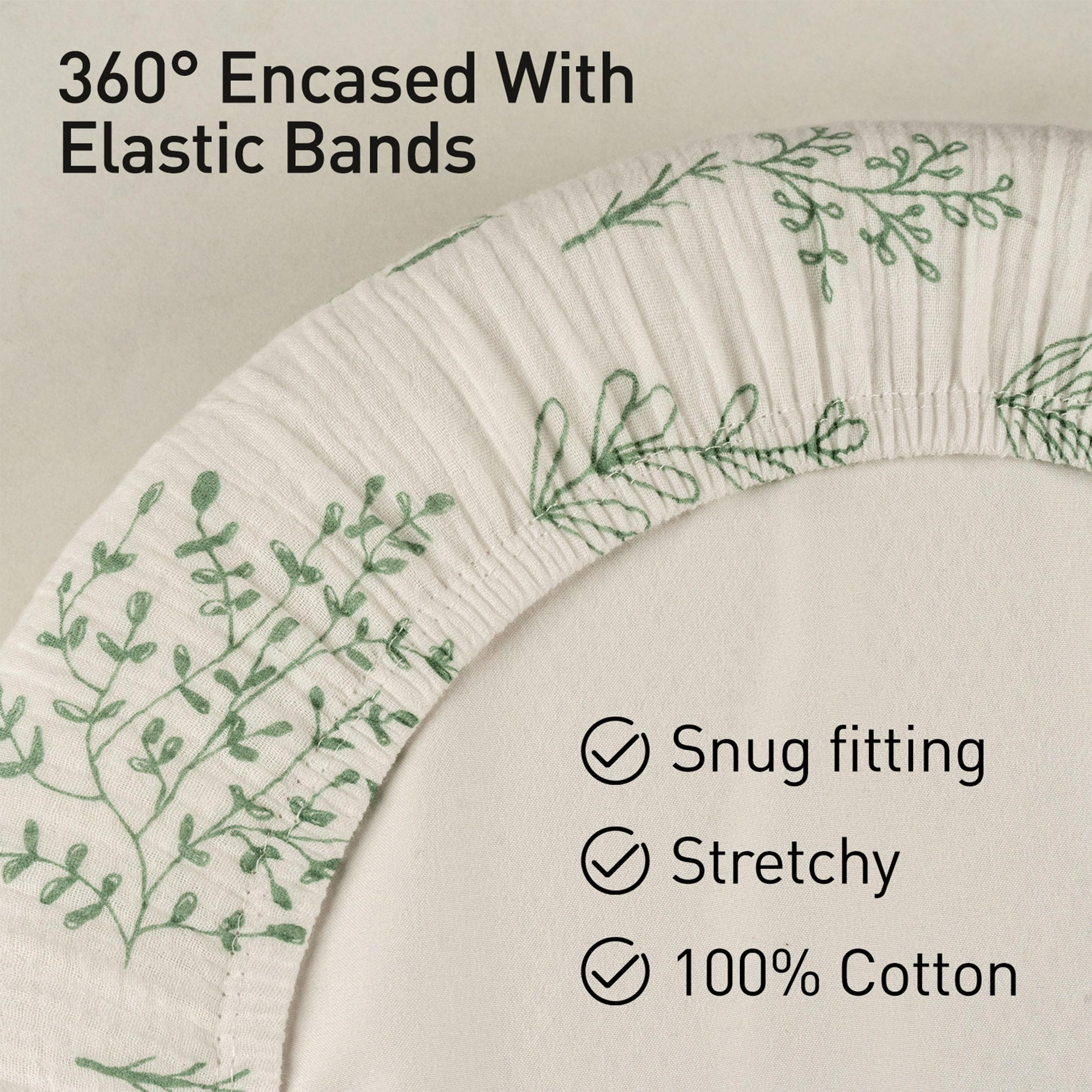 LYRICHOM BABY muslin bassinet sheets bright-leaves-pattern shows unisex, easy-to-match design