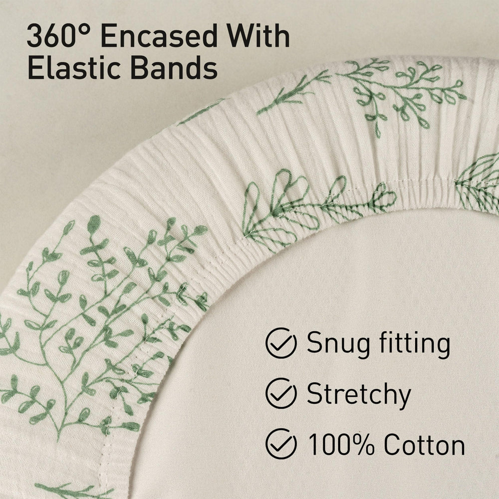 LYRICHOM BABY muslin bassinet sheets bright-leaves-pattern shows unisex, easy-to-match design
