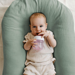 LYRICHOM BABY muslin bassinet sheets universal-fit oval-rectangle demonstrates secure stay-in-place design