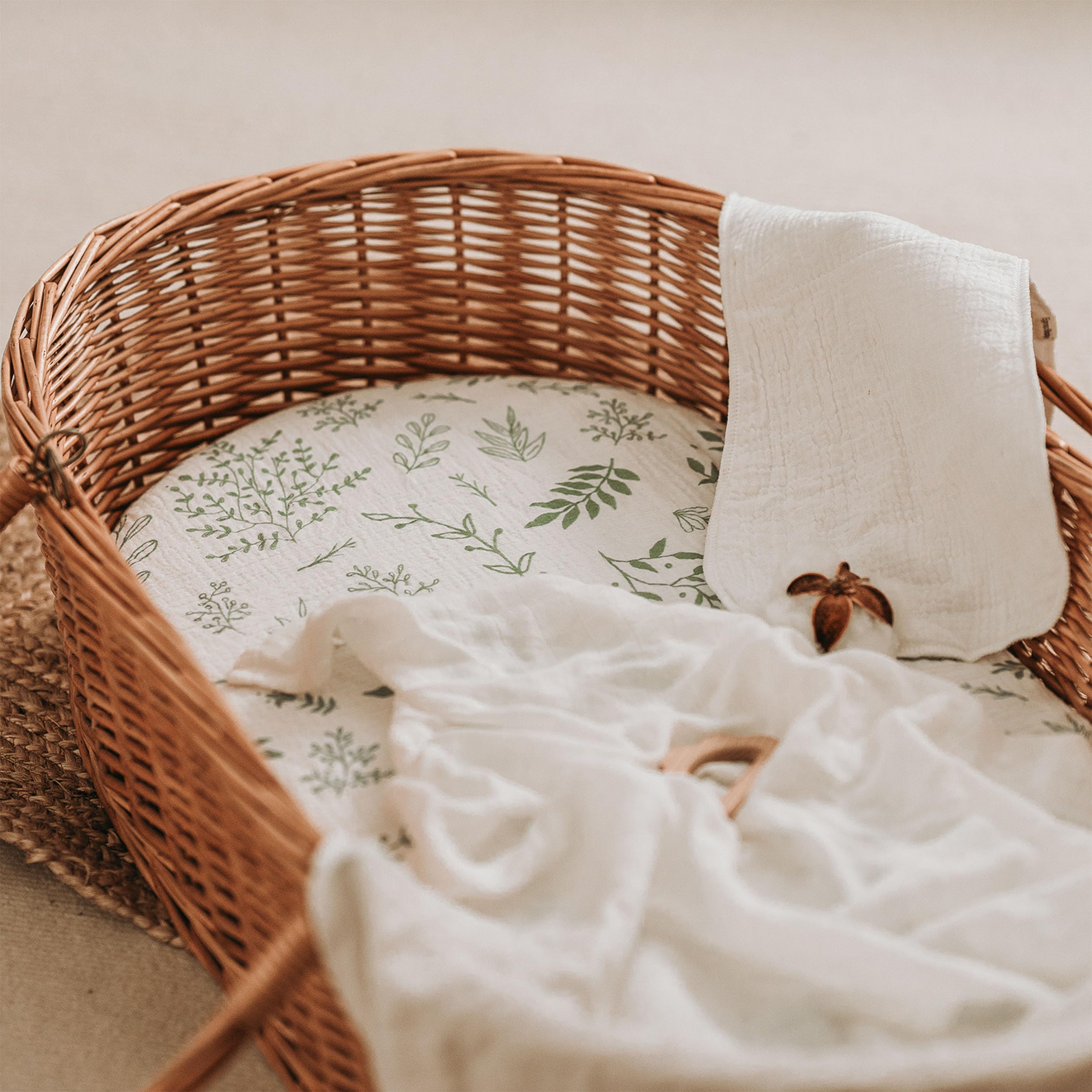 LYRICHOM BABY muslin bassinet sheets machine washable for quick, simple cleanups