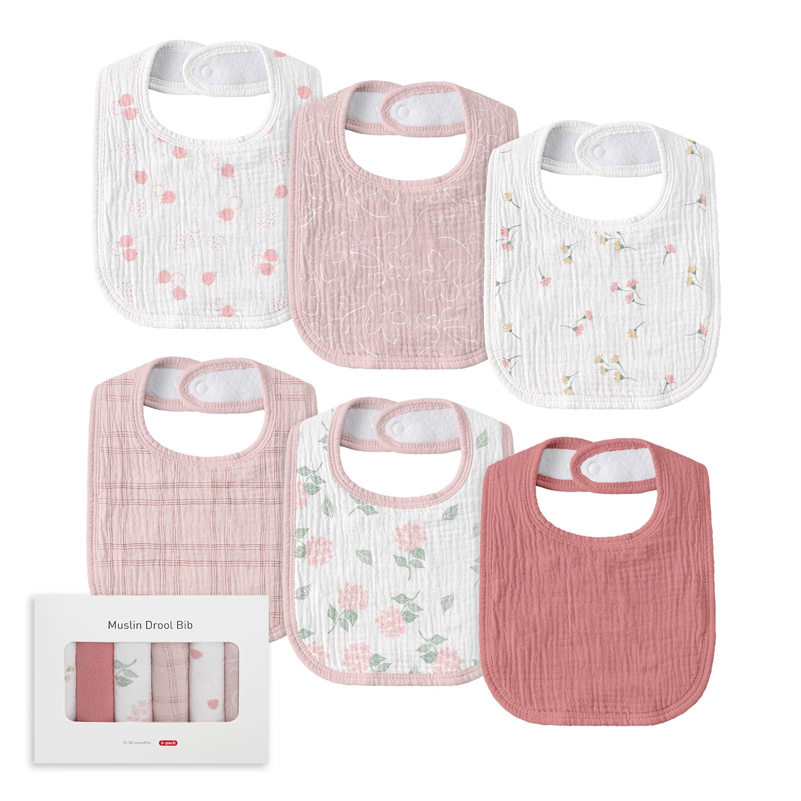 LYRICHOM BABY muslin bibs pink front view showing soft texture and drool protection