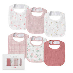 LYRICHOM BABY muslin bibs pink front view showing soft texture and drool protection