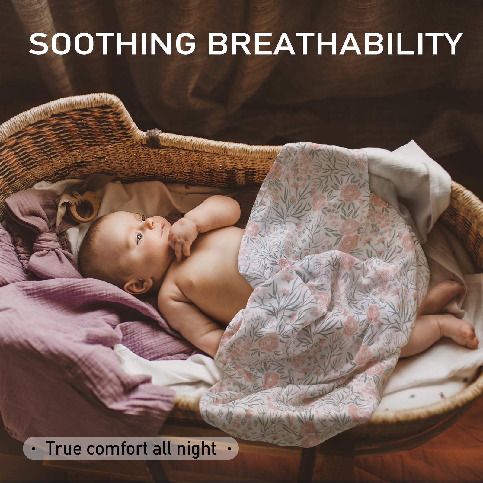 LYRICHOM BABY muslin burp cloth folded in bag demonstrates compact, ready-to-go practicality.