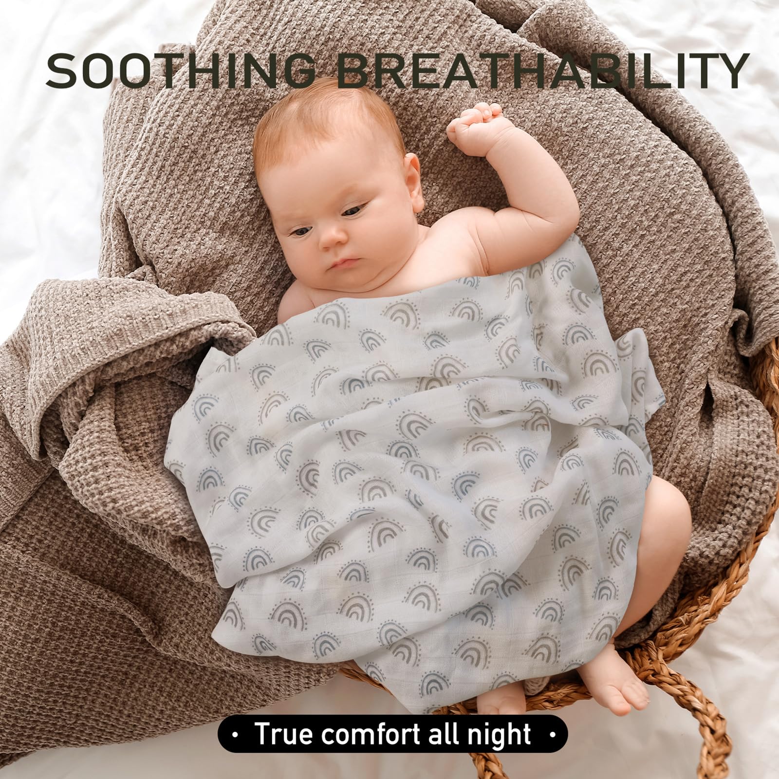 LYRICHOM Baby Muslin Burp Cloths 6-pack displays gift-ready care for new parents.