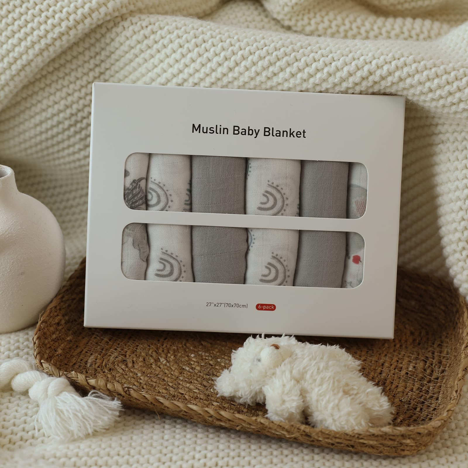 LYRICHOM Baby Burp Cloths stacked demonstrate compact, portable size for on-the-go moms.