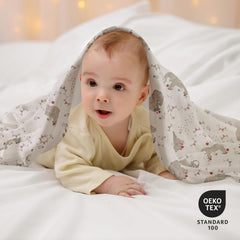 LYRICHOM Baby Muslin Burp Cloths demonstrate the 27x27 inch coverage in use.