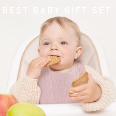 LYRICHOM BABY drool bib adjustable-snaps shows secure, comfortable fit as baby grows.