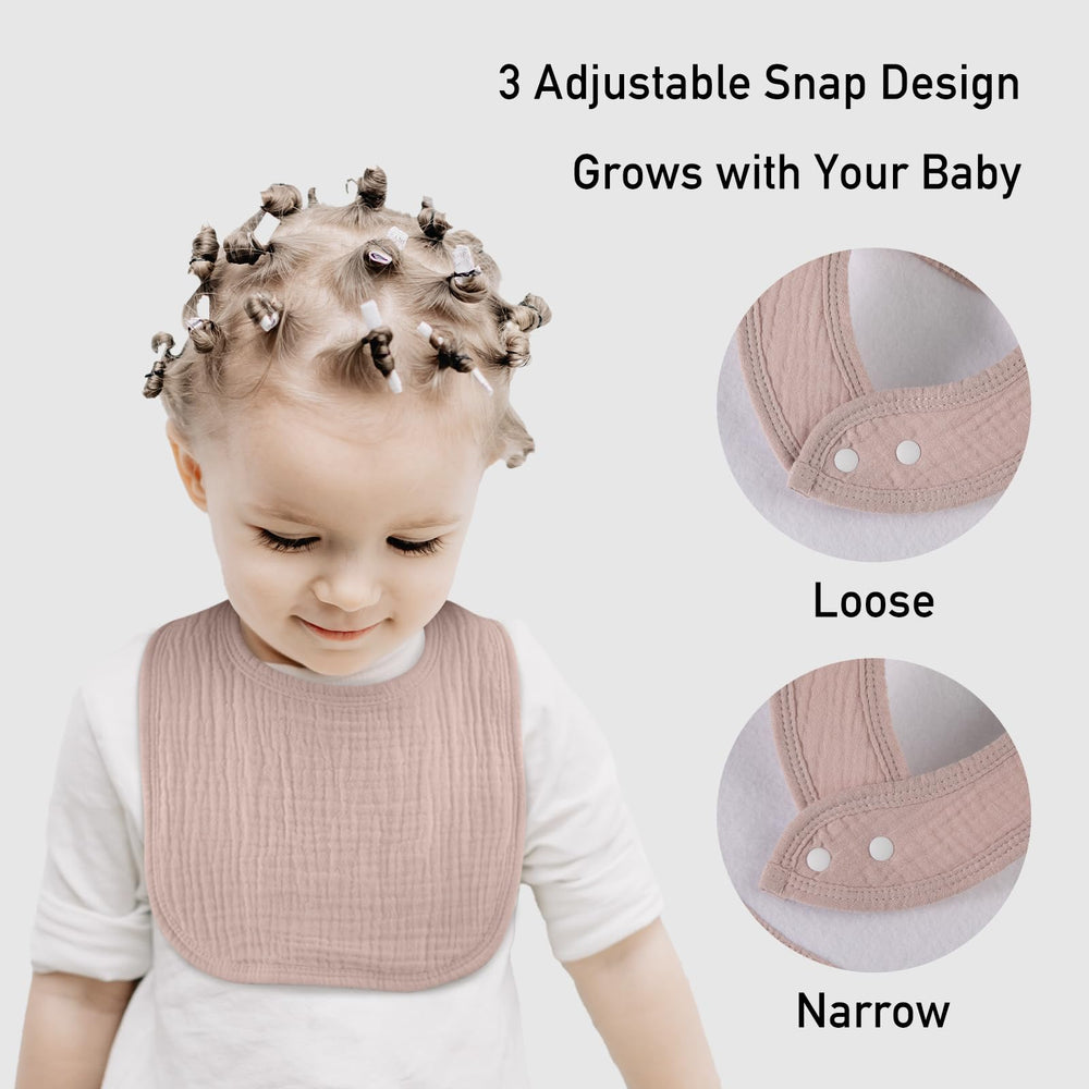 LYRICHOM BABY muslin drool bib unisex colors demonstrates versatile styling for any outfit.