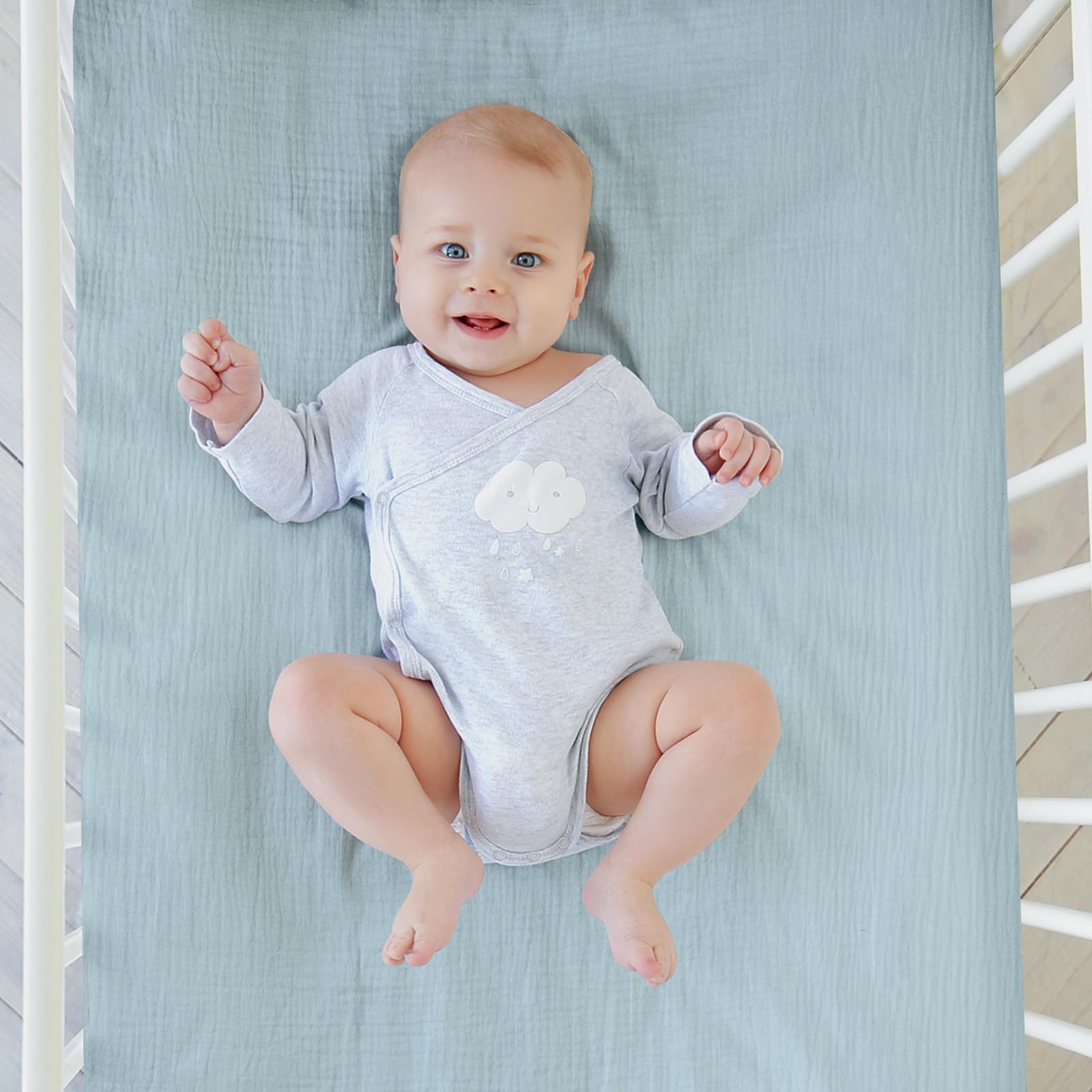 LYRICHOM BABY muslin mini-crib sheet universal fit 38x26x5 inches for portable cribs