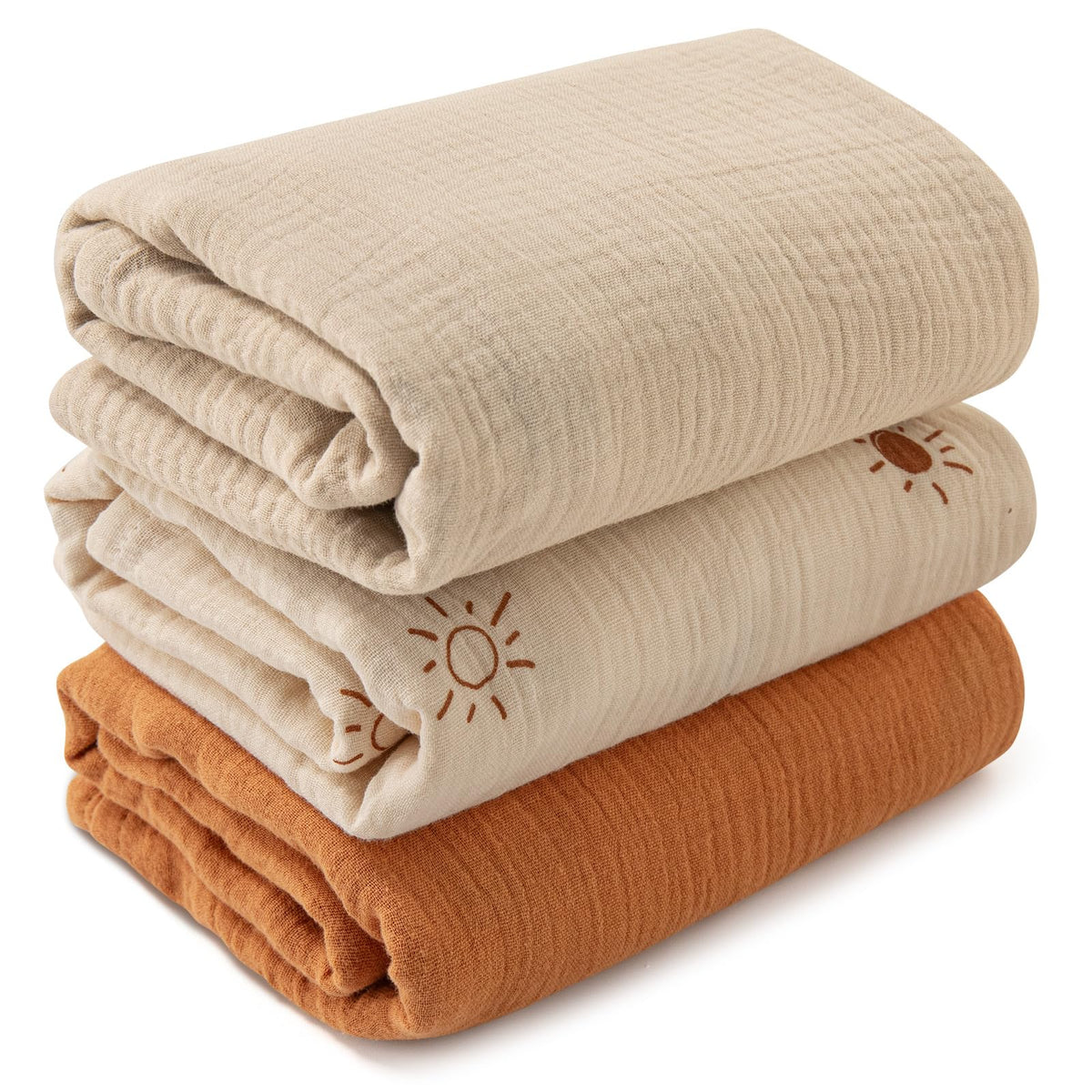 LYRICHOM BABY muslin swaddle blanket folded for quick packing and cozy swaddling