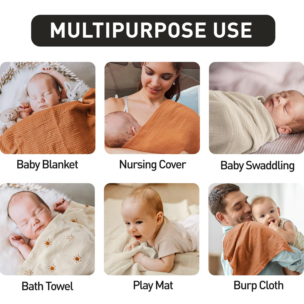 LYRICHOM BABY muslin swaddle serving as nursing cover for privacy