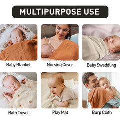 LYRICHOM BABY muslin swaddle serving as nursing cover for privacy