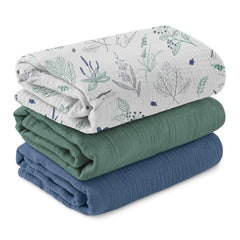 LYRICHOM BABY muslin swaddle blanket packaged, practical 3-pack for gifting and storage benefits.