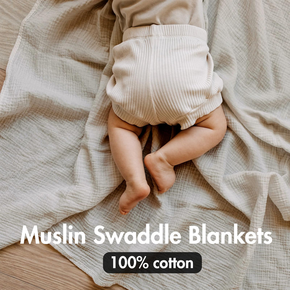 LYRICHOM BABY muslin swaddle blanket 38x40 inch size for roomy wraps.