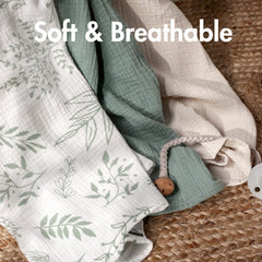 LYRICHOM BABY muslin swaddle blanket unisex colors complement outfits.