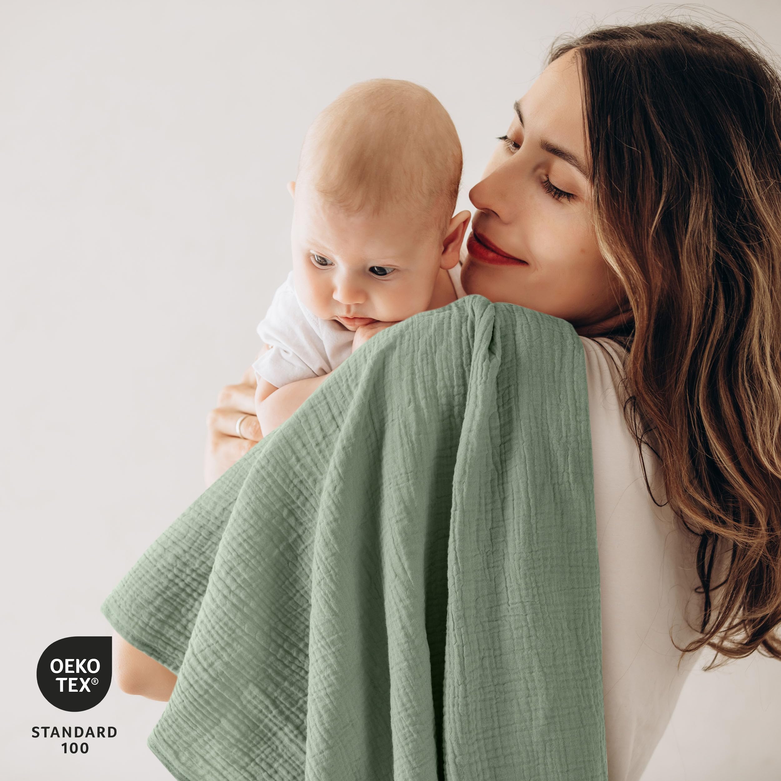 LYRICHOM BABY muslin swaddle blanket close-up showing soft breathable cotton fabric