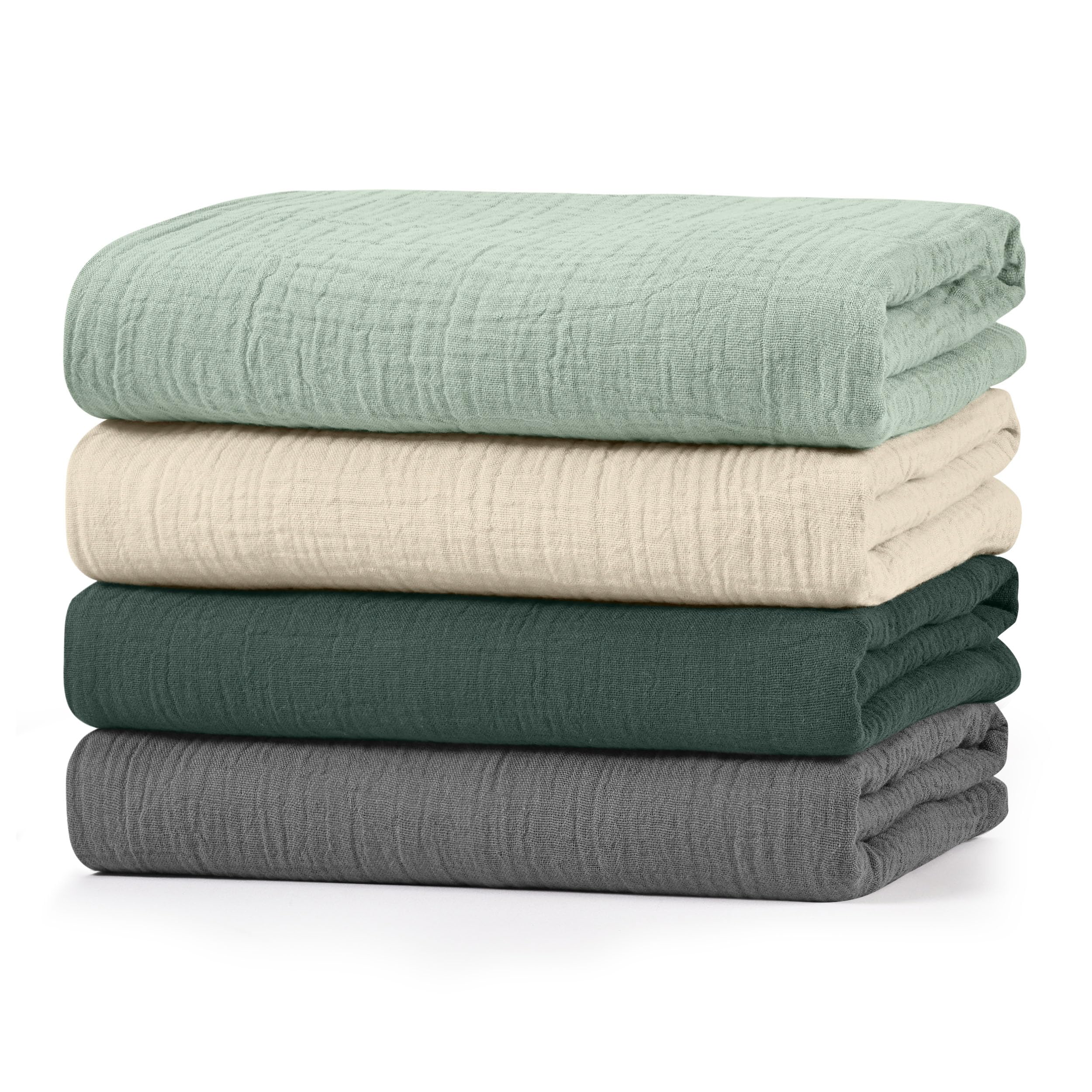LYRICHOM BABY muslin swaddle blankets front view in four-pack for newborn comfort