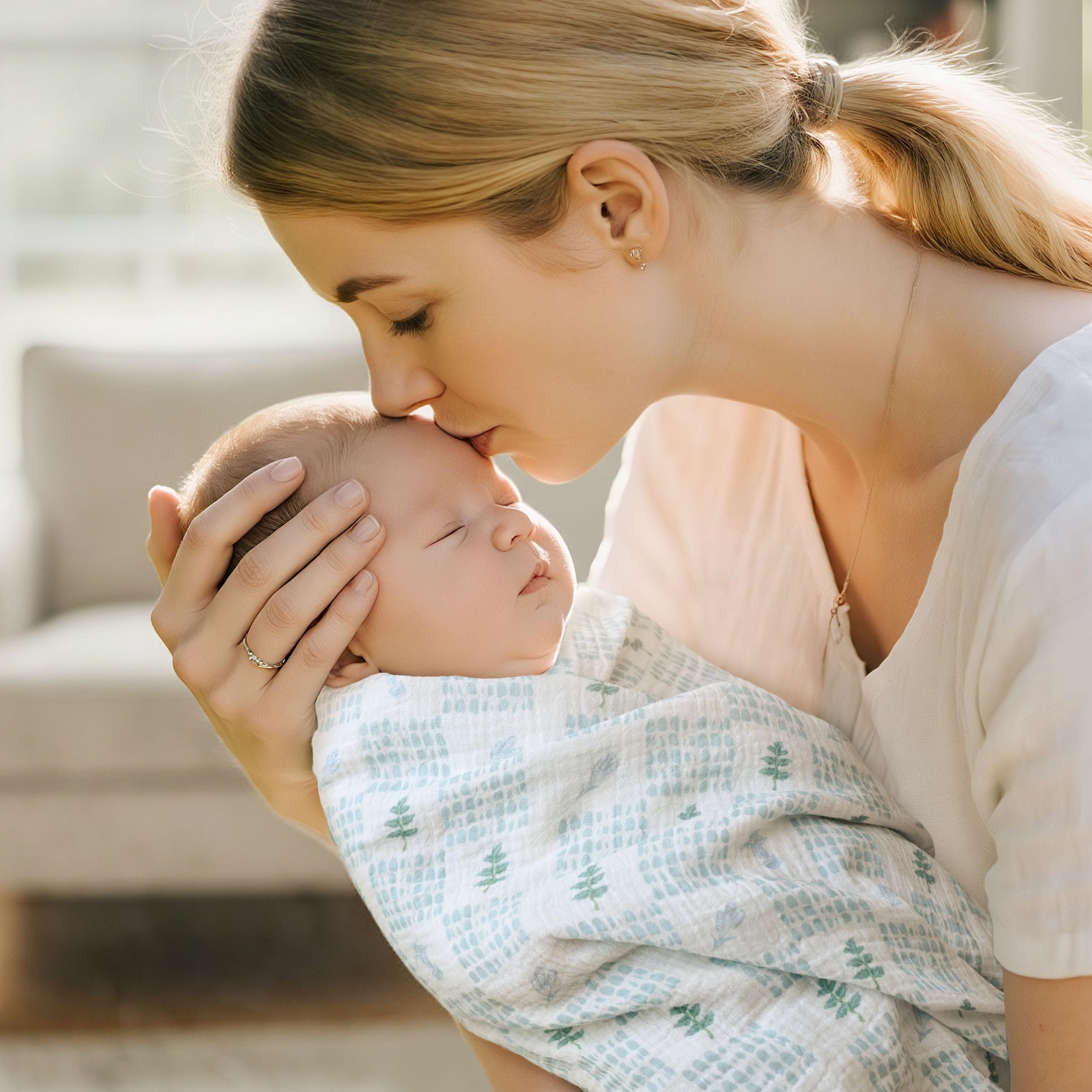 LYRICHOM BABY muslin swaddle fabric detailed weave for gentle skin contact.