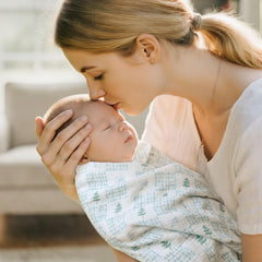 LYRICHOM BABY muslin swaddle fabric detailed weave for gentle skin contact.