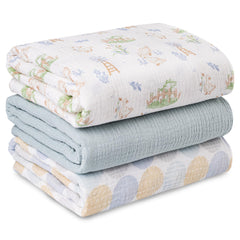 LYRICHOM BABY muslin swaddle pack 3 closeup shows ultra-soft fabric for newborn skin.
