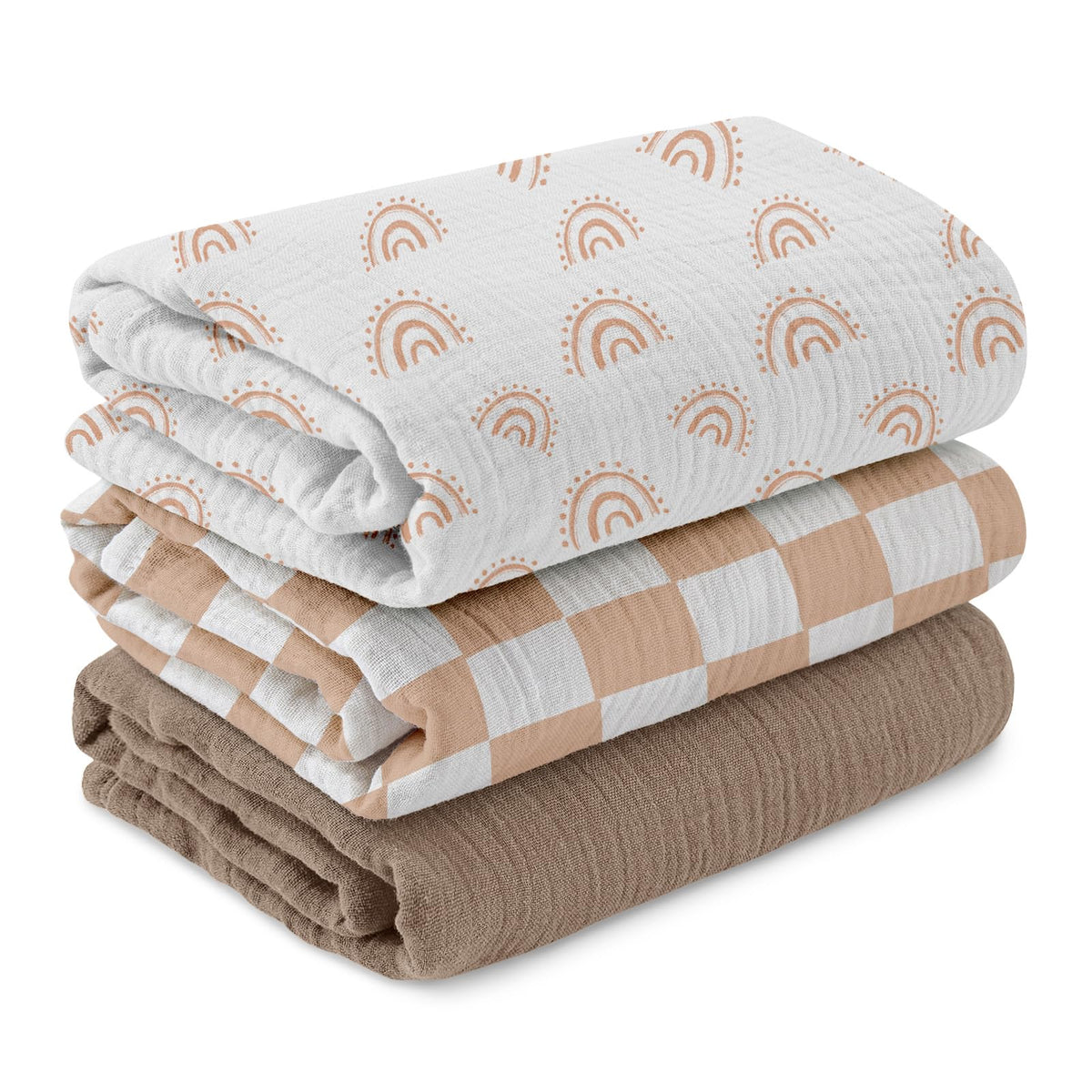 LYRICHOM BABY muslin swaddle rainbow blanket for cozy, breathable swaddling.