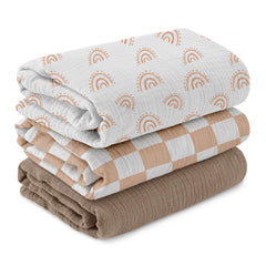 LYRICHOM BABY muslin swaddle rainbow blanket for cozy, breathable swaddling.