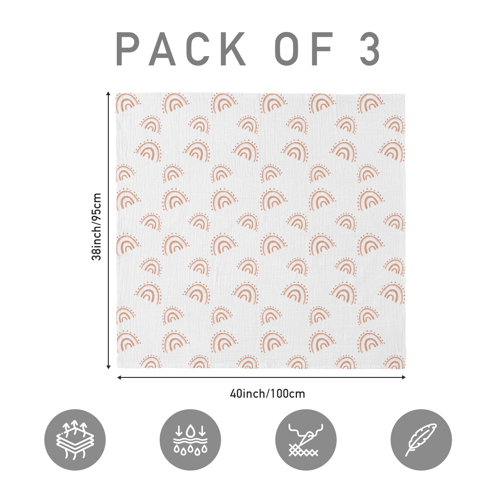 LYRICHOM BABY muslin swaddle 38x40 inches for tummy time and cozy breaks.