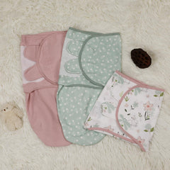 LYRICHOM BABY 3-pack swaddle sleep sacks support rest in nap and night routines.