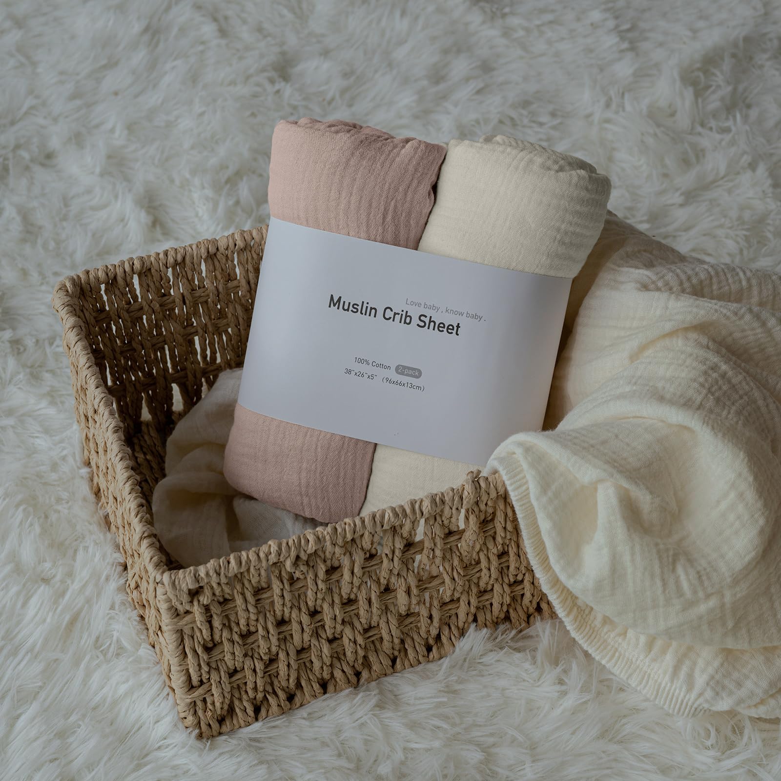 LYRICHOM BABY soft cotton muslin texture emphasizes gentle touch for baby skin.