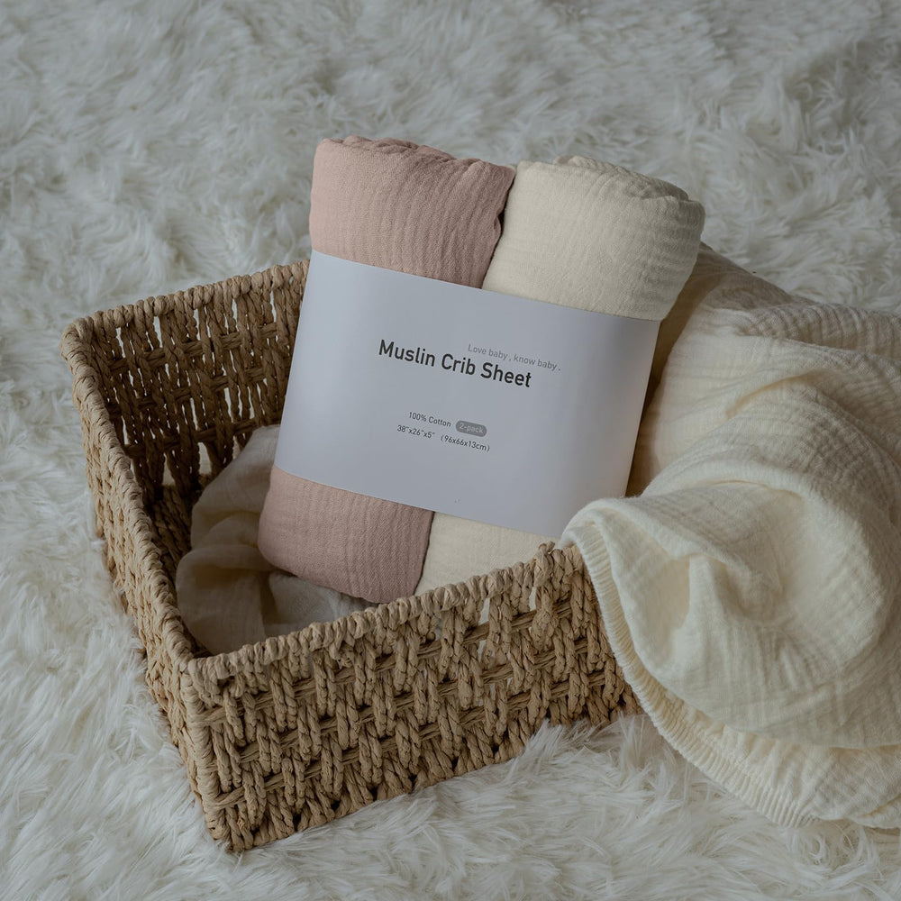 LYRICHOM BABY soft cotton muslin texture emphasizes gentle touch for baby skin.