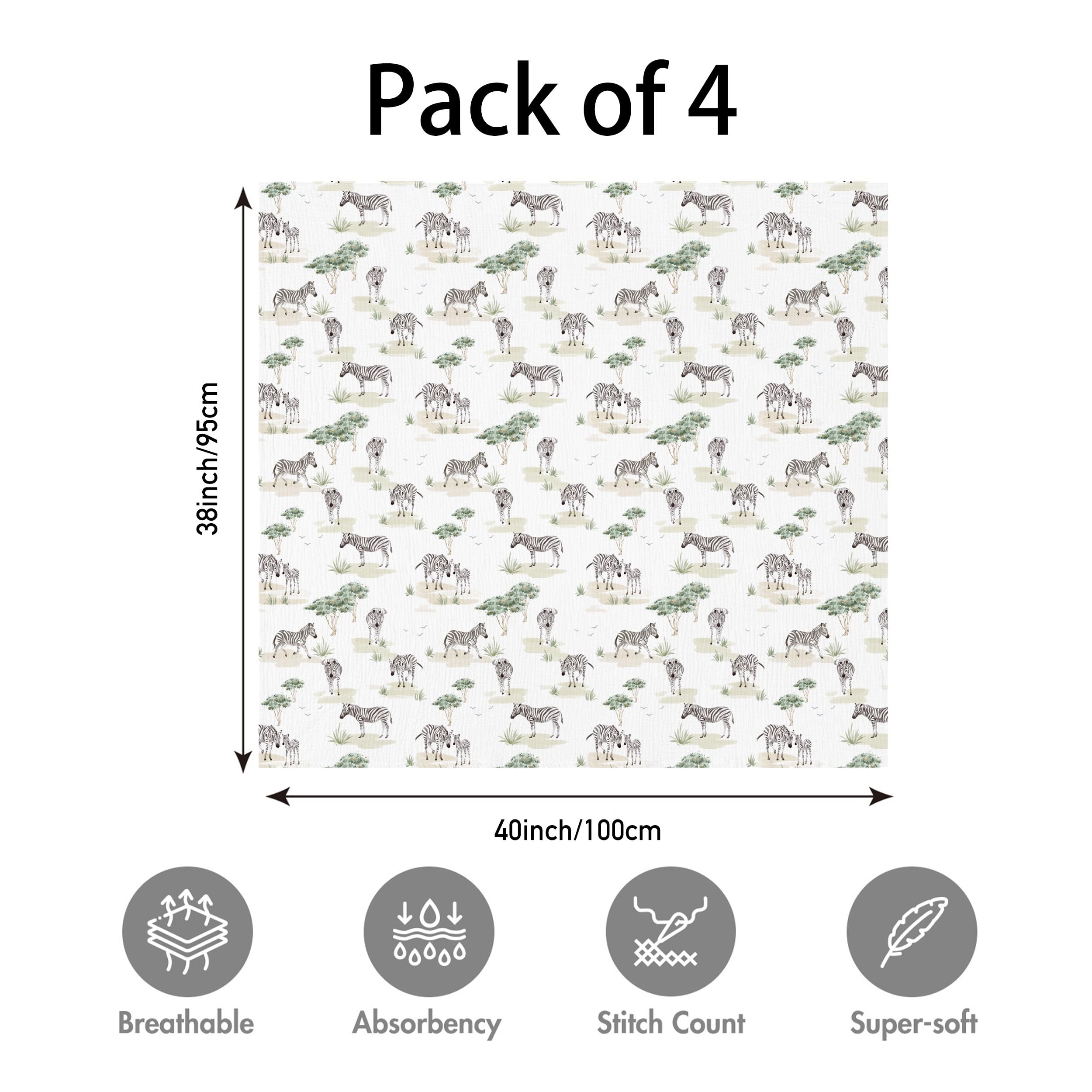 LYRICHOM BABY swaddle 38x40 size shown for generous wrap and temperature comfort.
