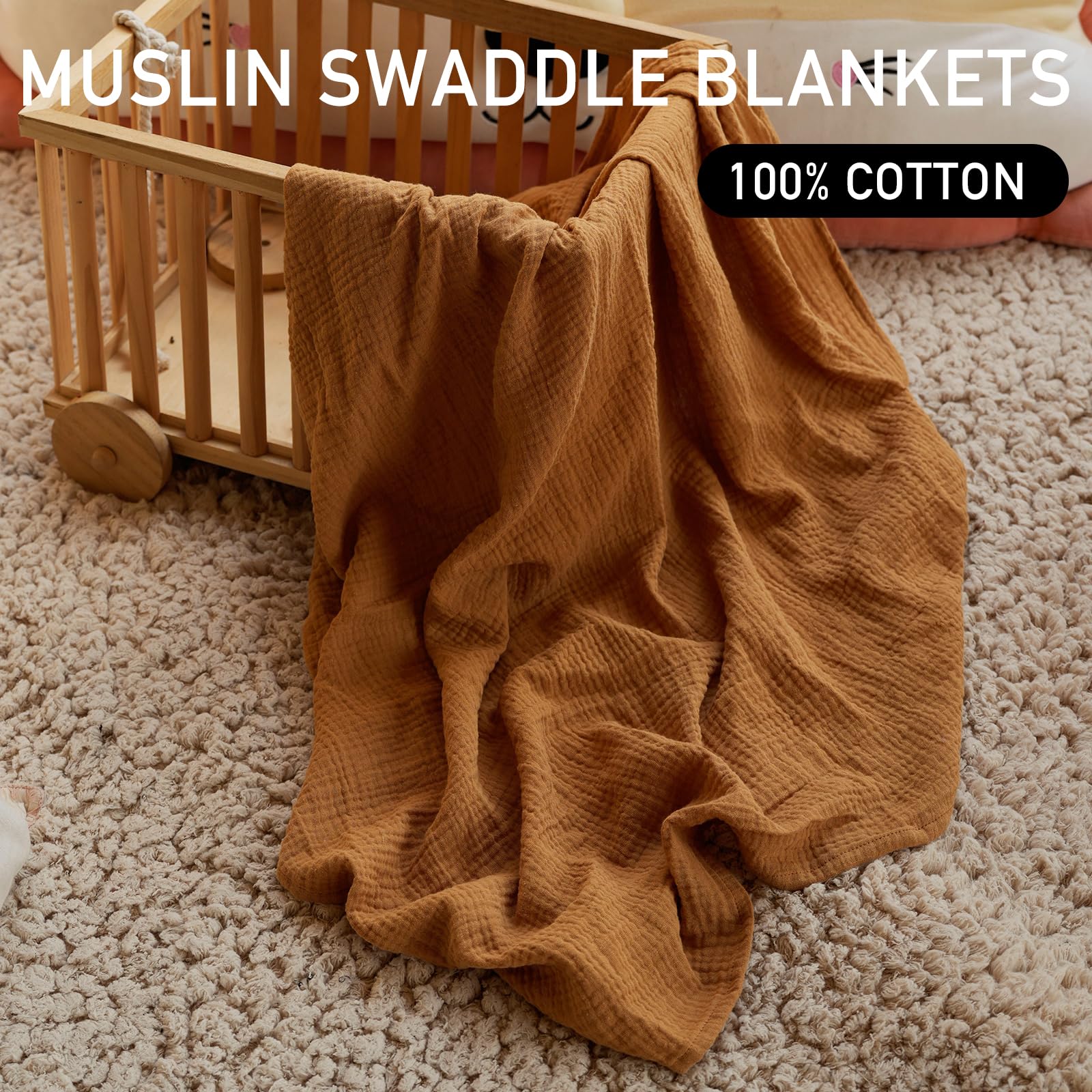 LYRICHOM BABY muslin swaddle breathable fabric for daytime naps and temperature regulation.