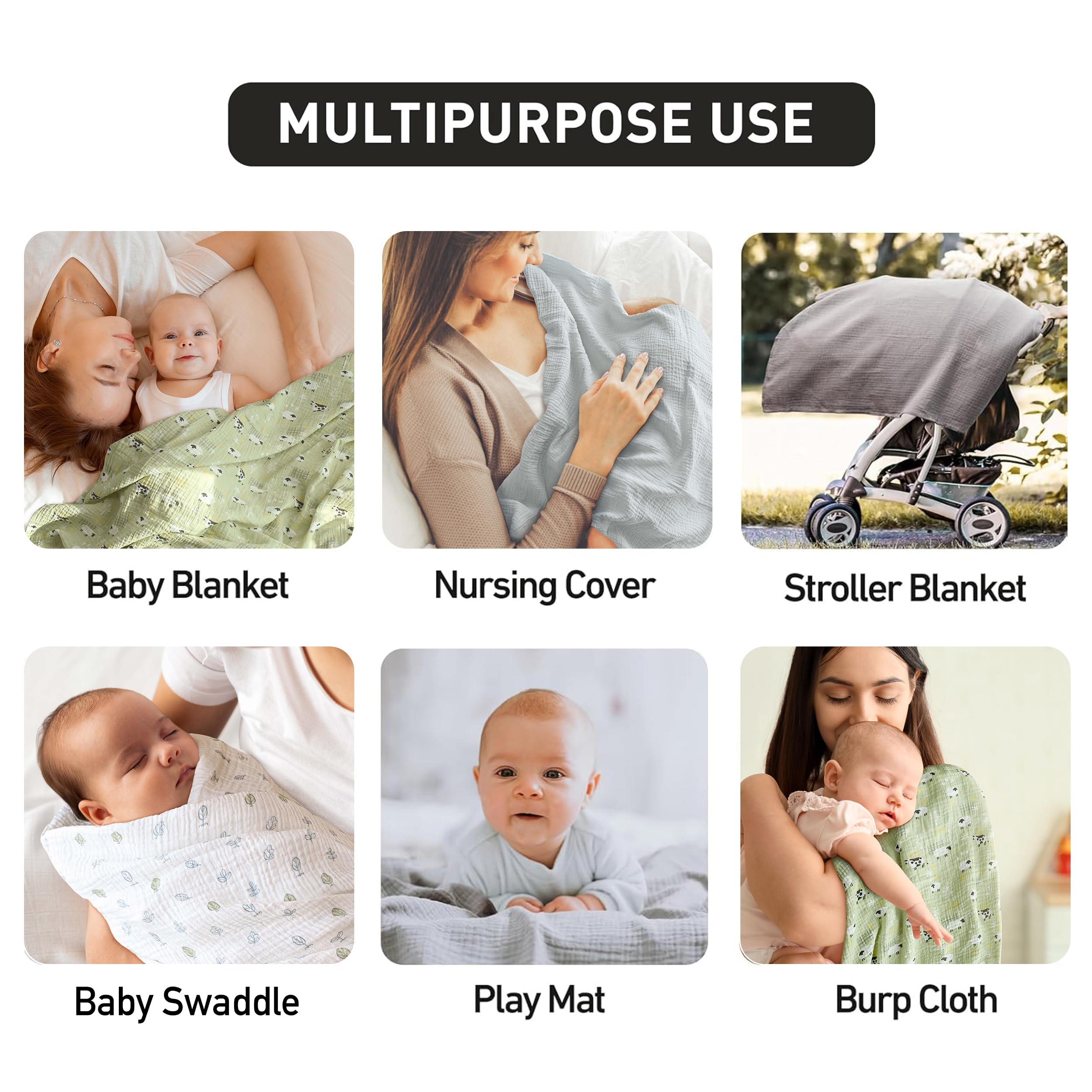 LYRICHOM BABY swaddle neutral colors emphasizes unisex design.