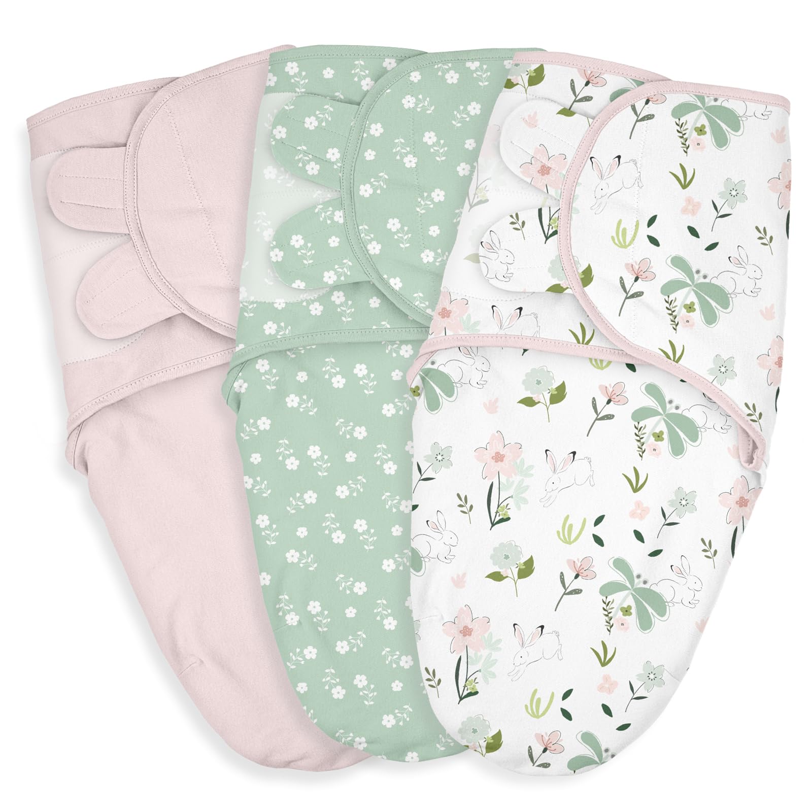 LYRICHOM BABY swaddle sacks Flowers & Rabbits print deliver breathable, skin-friendly sleep for newborns.