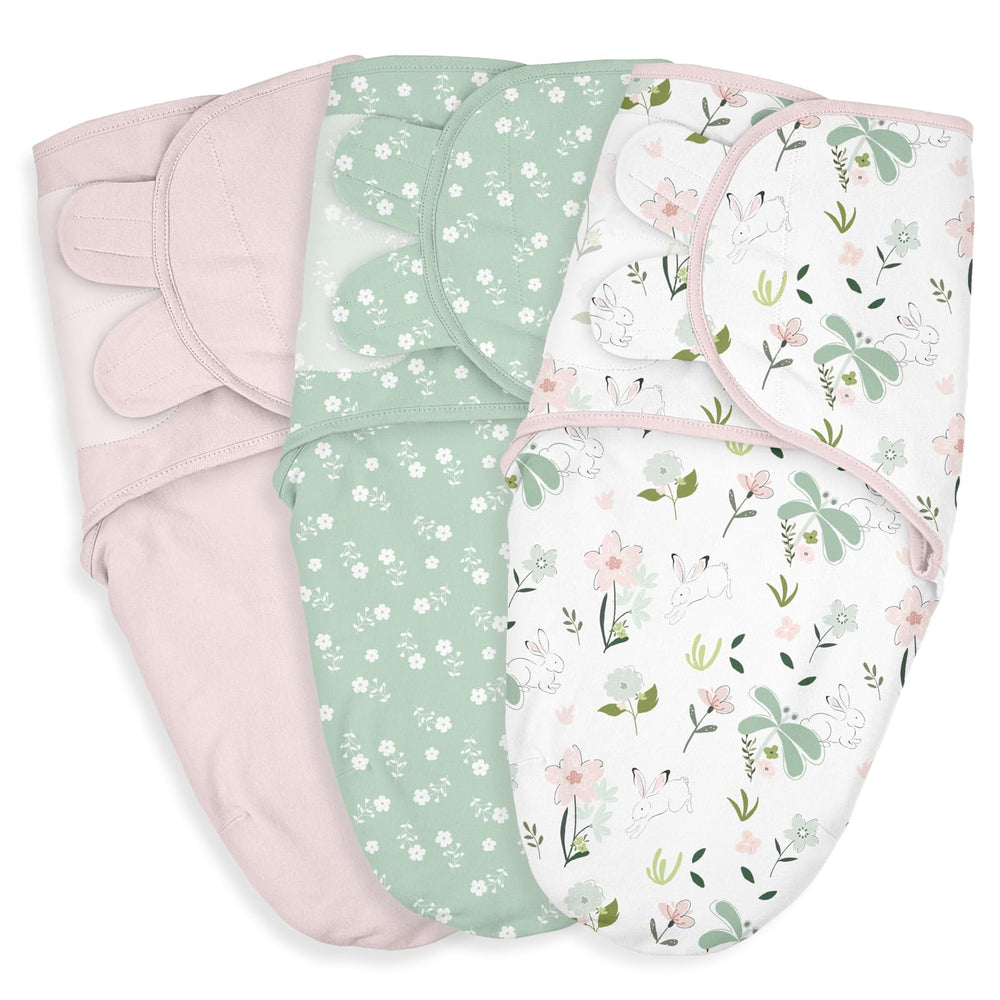 LYRICHOM BABY swaddle sacks Flowers & Rabbits print deliver breathable, skin-friendly sleep for newborns.