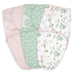 LYRICHOM BABY swaddle sacks Flowers & Rabbits print deliver breathable, skin-friendly sleep for newborns.