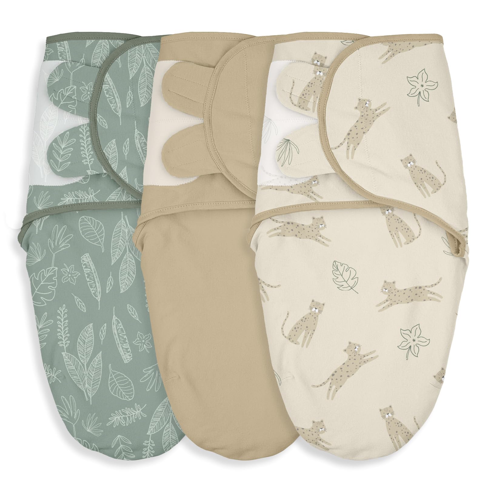 LYRICHOM BABY swaddle sacks cat leaves print 3-pack keeps newborn snug and secure