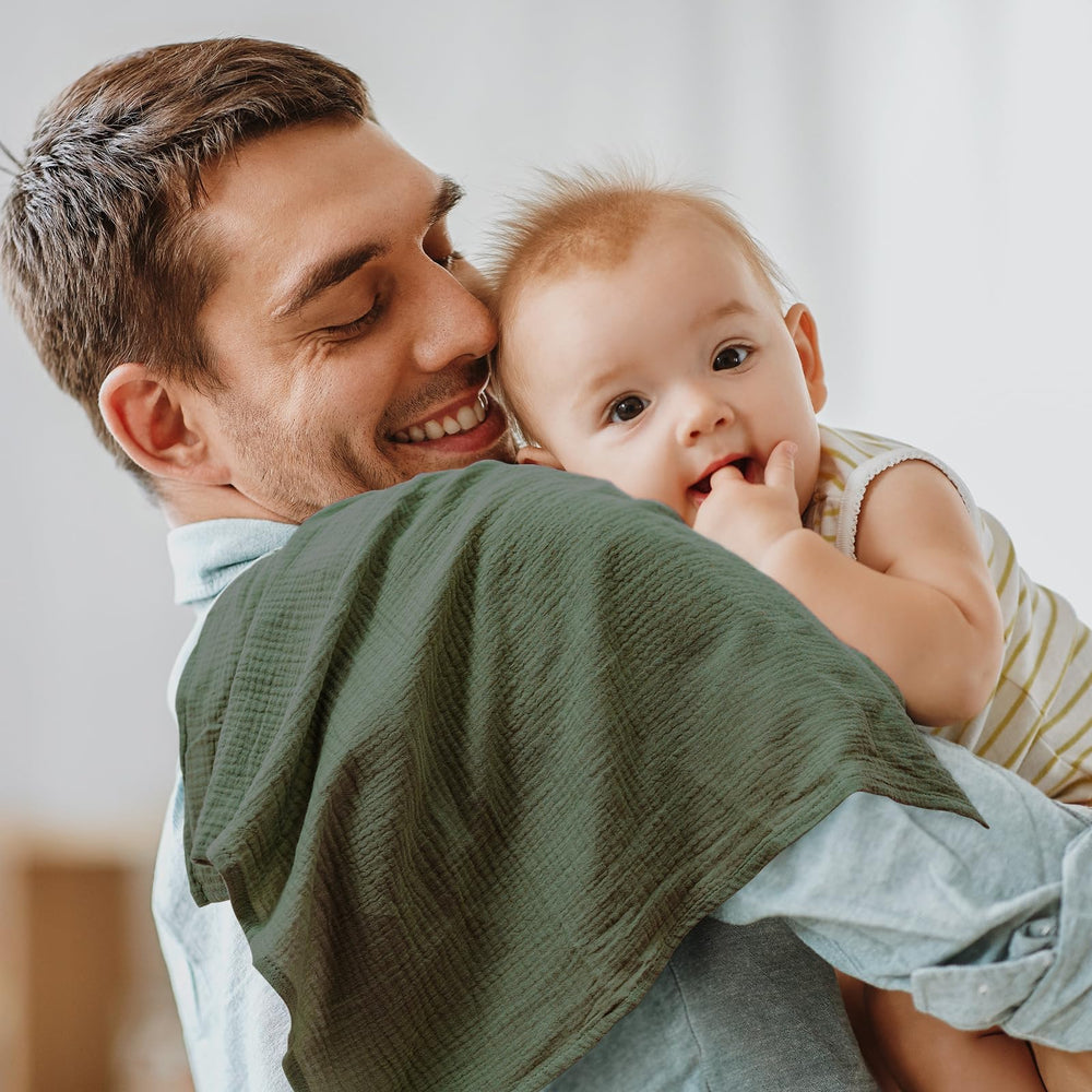 LYRICHOM BABY muslin cloth used as burping cloth shows convenient multi-use solution