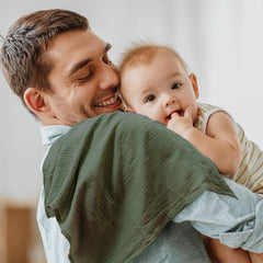 LYRICHOM BABY muslin cloth used as burping cloth shows convenient multi-use solution