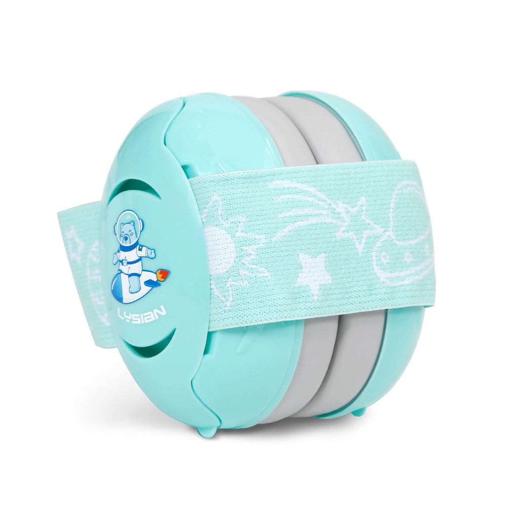 LYSIAN Aqua baby earmuffs packaging highlight portable hearing protection for infants on the go