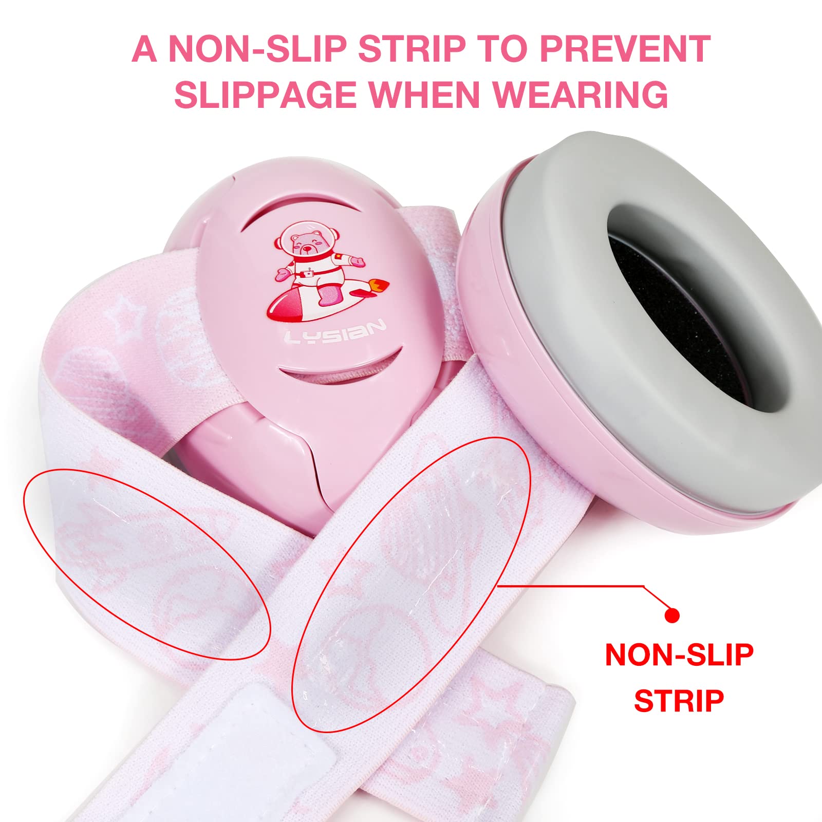 LYSIAN Pink Baby Ear Muffs with ABS shell for durable everyday use