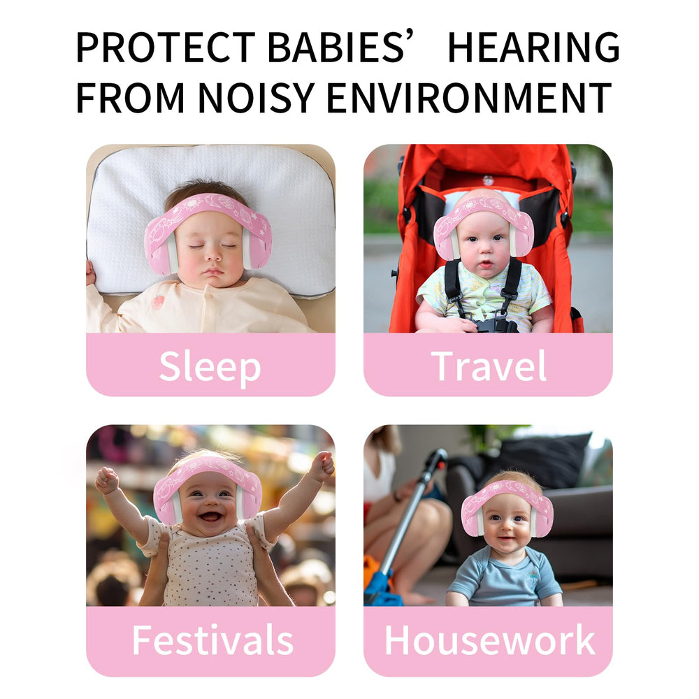 LYSIAN Pink Baby Ear Muffs ideal for sleep, travel, festivals and more